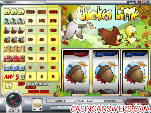 Here is a screenshot of the Chicken Little slot machine from Rival