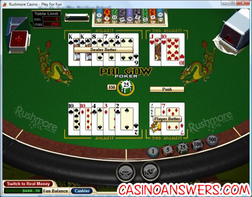 pai gow poker final hand demonstration