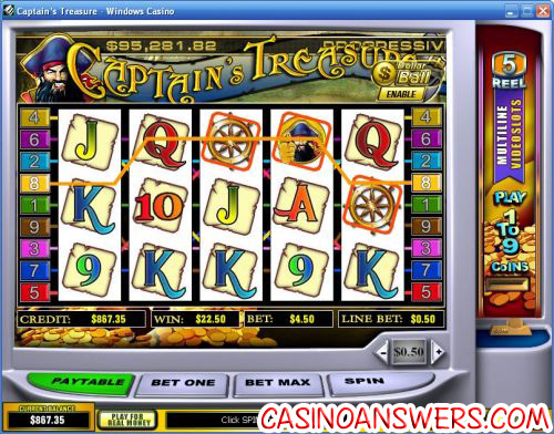 captains treasure progressive jackpot slot