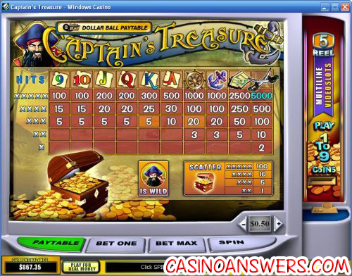 captains treasure slot bonus game