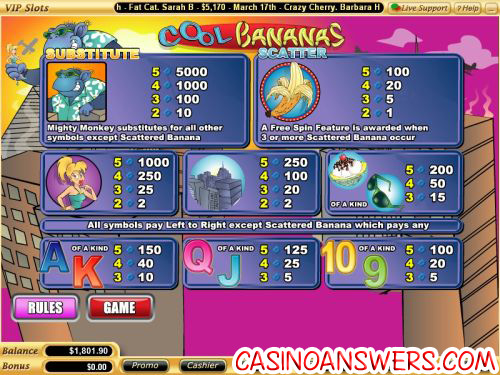 cool bananas bonus game slot free spins