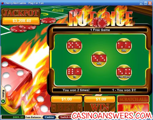 hot dice instant win scratch card