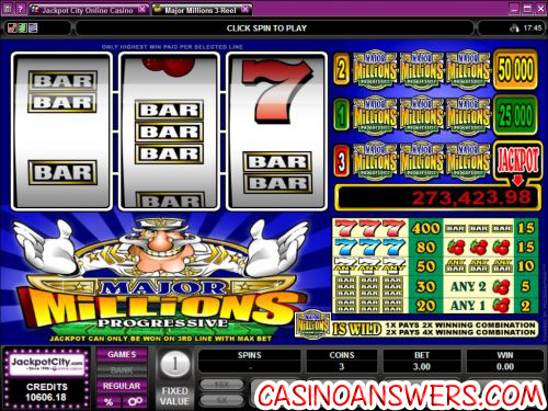 major millions 3 reel progressive jackpot slot machine