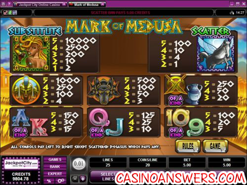 mark of medusa bonus game