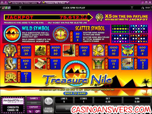 treasure nile progressive jackpot bonus game