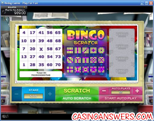 bingo scratch card speciality game