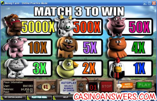 money farm instant win scratch card