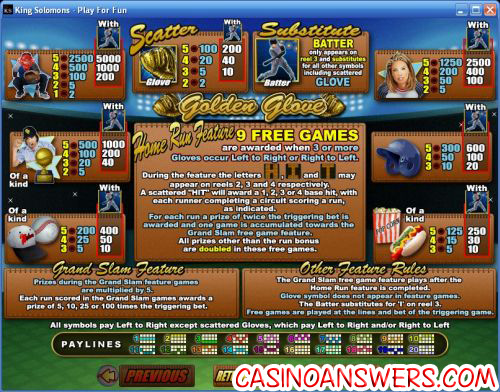 golden glove video slot