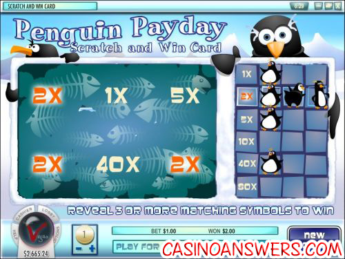 penguin payday instant win scratch card