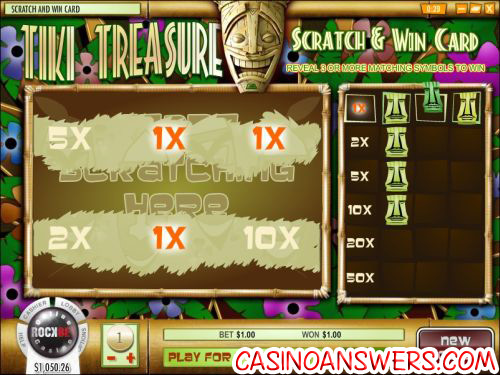 tiki treasure scratch card