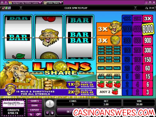 lions share classic slot flash game