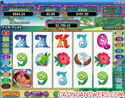 paradise dreams video slot