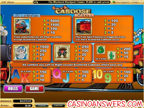 cash caboose video slot