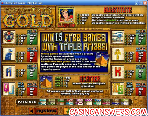 cleopatras casino game