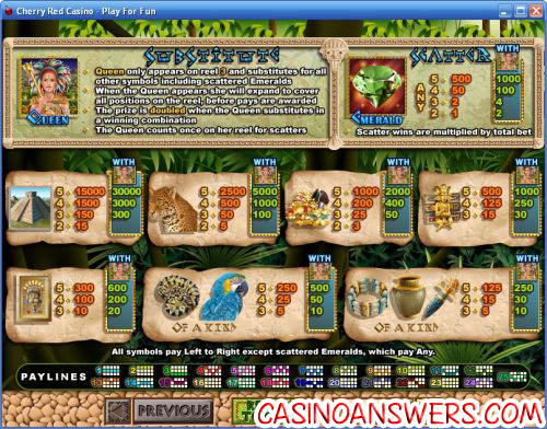 mayan queen video slot bonus game