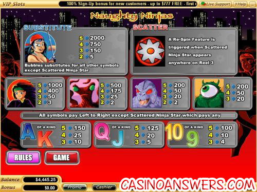 naughty ninjas flash casino game