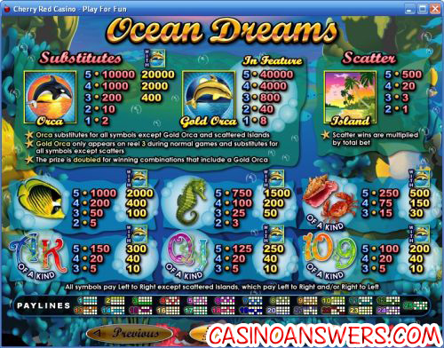 ocean dreams payout schedule