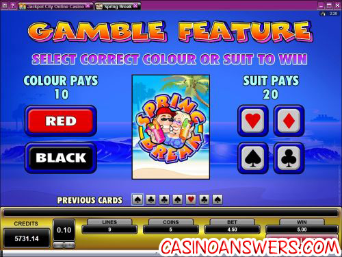 spring break casino bonus game