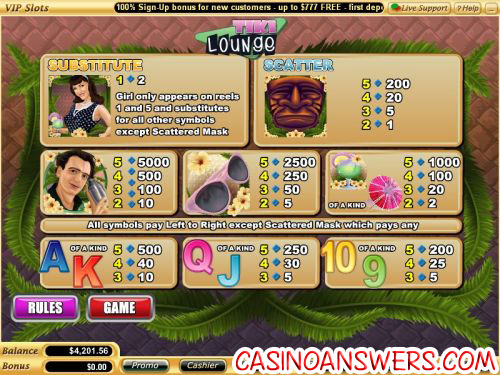 tiki lounge casino flash game