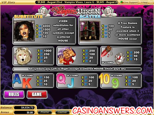 vampire vixen bonus game