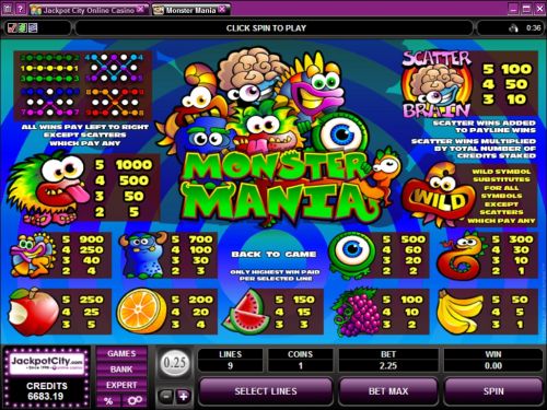 monster mania bonus game