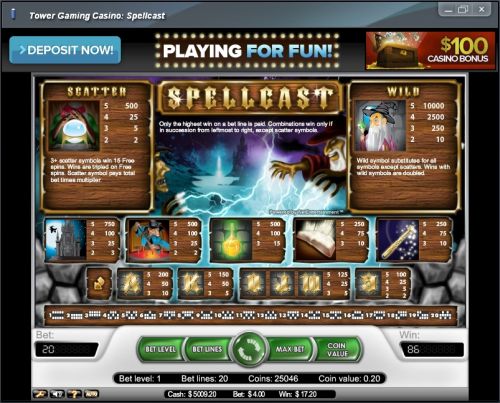 spellcast casino flash game