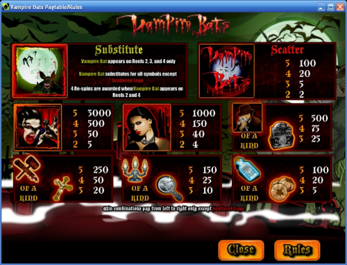 vampire bats bonus game