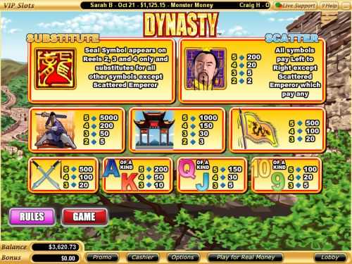 dynasty vegas bonus game