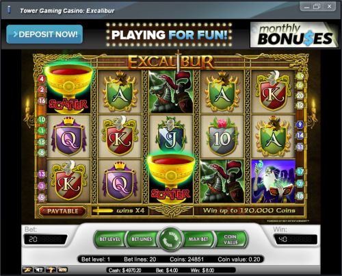 excalibur video slot