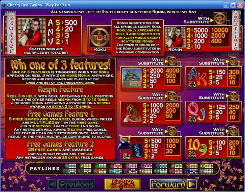 ronin casino flash game