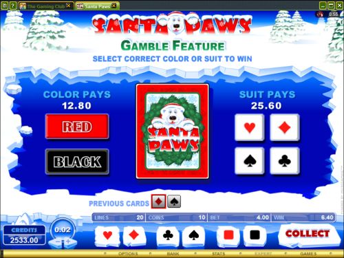 santa paws bonus game