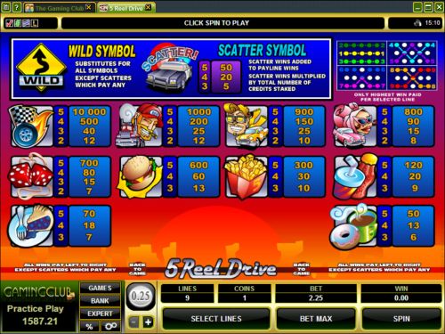 5 reel drive casino game