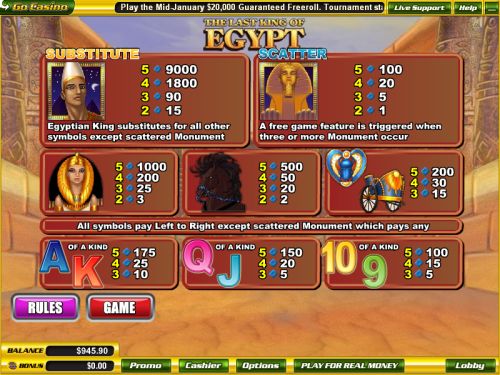 last king of egypt slot